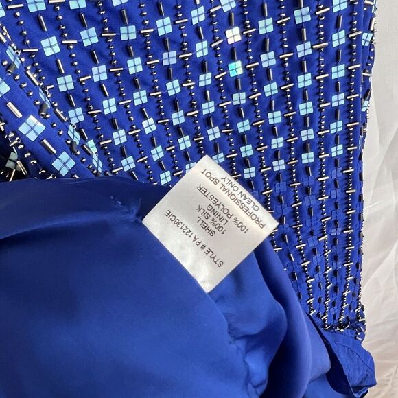 Parker Anthropologie 100% silk beaded colorblock mini dress cutout Small formal - Picture 7 of 8